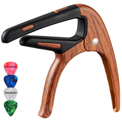Picture of Guitar Capo for Acoustic and Electric 6 String Guitars (1 Pack Roswood Capo)