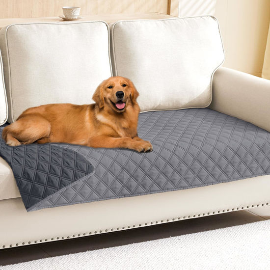Picture of Smiry Waterproof Dog Blanket, Reversible Dog Bed Cover Pet Blanket, Soft Pet Couch Covers for Sofa Washable, Bed Couch Sofa Furniture Protector for Puppy Cat Kids (30"x70", Grey/Dark Grey)