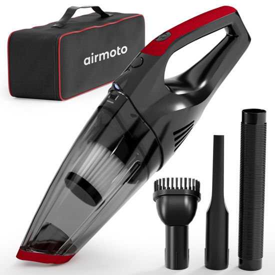 Picture of Airmoto Car Vacuum - 12V High Power Portable Handheld Vacuum Cleaner with 15.7 Ft Cord - Cleaning Essentials for Carpet and Car - Car Accessories for Men and Women