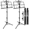 Picture of 2 Pack Music Stand, 2 in 1 Dual-Use Folding Sheet Music Stand, Lightweight Portable Adjustable Desktop Book Stand with Music Sheet Clip Holder & Carrying Bag(2 Pack Black)
