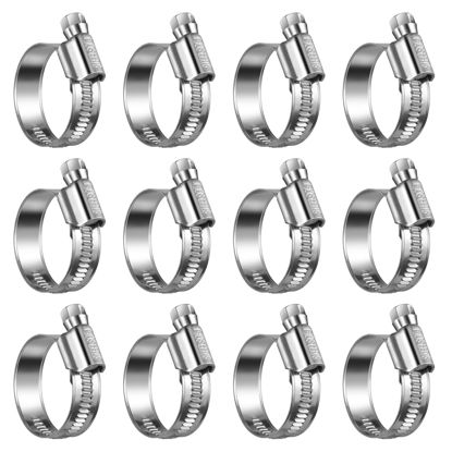 Picture of Steelsoft Heavy Duty Hose Clamp Size#12, 3/4 to 1-1/4 inch Adjustable Worm Gear Drive Hose Clamps Stainless Steel 304 for Fuel Injection Line, Automotive, Radiator, Garden,12 Pack