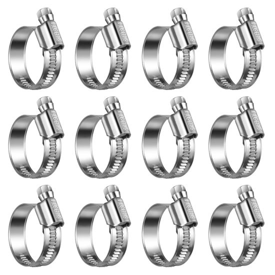 Picture of Steelsoft Heavy Duty Hose Clamp Size#12, 3/4 to 1-1/4 inch Adjustable Worm Gear Drive Hose Clamps Stainless Steel 304 for Fuel Injection Line, Automotive, Radiator, Garden,12 Pack