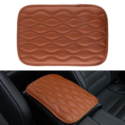 Picture of Amiss Auto Center Console Pad, Universal Waterproof Car Armrest Seat Box Cover, Car Interior Accessories, Leather Auto Armrest Cover Protector for Most Vehicle, SUV, Truck, Car (Brown)