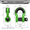 Picture of AUTMATCH D Ring Shackle 3/4" Shackles (2 Pack) 41,887Ibs Break Strength with 7/8" Screw Pin and Shackle Isolator Washers Kit for Tow Strap Winch Off Road Vehicle Recovery Green & Black