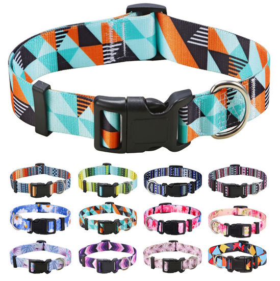 Picture of Mihqy Dog Collar with Bohemia Floral Tribal Geometric Patterns - Soft Ethnic Style Collar Adjustable for Small Medium Large Dogs (Geometry,XS)