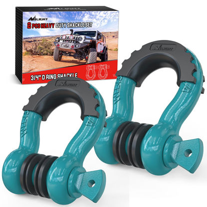 Picture of Nilight 2 Pack 3/4" D-Ring Shackle with 7/8" Screw Pin 41,887lbs Break Strength, Heavy Duty Off Road Recovery Shackle with Isolators Washers for Use with Tow Strap, Winch, Off-Road Jeep Truck Vehicle