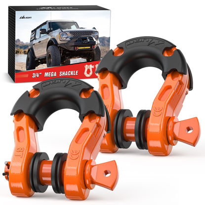 Picture of Nilight 2 Pack 3/4" Mega D-Ring Shackle with 7/8" Screw Pin 68,000LBS Break Strength, Heavy Duty Off Road Recovery Shackle for Use with Tow Strap, Winch, Off-Road Jeep Truck Vehicle, 2 Years Warranty