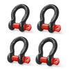 Picture of Nilight 4 Pack Small Shackles 5/8" D-Ring Shackle 3.25 Ton (7165 Lbs) Capacity Heavy Duty Off Road Recovery Shackle Kit for Cars and Other Applications for Tie Downs, Black Red