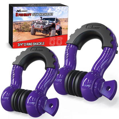 Picture of Nilight 2 Pack 3/4" D-Ring Shackle with 7/8" Screw Pin 41,887lbs Break Strength, Heavy Duty Off Road Recovery Shackle with Isolators Washers for Use with Tow Strap, Winch, Off-Road Jeep Truck Vehicle