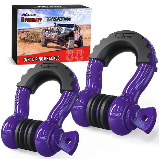 Picture of Nilight 2 Pack 3/4" D-Ring Shackle with 7/8" Screw Pin 41,887lbs Break Strength, Heavy Duty Off Road Recovery Shackle with Isolators Washers for Use with Tow Strap, Winch, Off-Road Jeep Truck Vehicle
