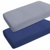 Picture of Pack and Play Sheets Fitted 2 Pack Mini Crib Sheets for Baby Boys Girls, Portable Playard Sheet, Ultra Soft Microfiber Playpen Sheets Compatible with Graco Pack N Play, Grey and Navy