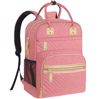 Picture of Baby Diaper Bag Backpack Tote for Women Large Capacity with Insulated Pockets Multifunctional Waterproof Diaper Bags For Baby Girl Boy Mama Maternity Travel Bag Pink