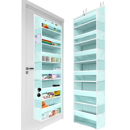 Picture of HOMELUX THEORY 1 PC Heavy Duty Over the Door Organizer 55x14x6.7, 6 Large Front & 12 Side Pockets, Hanging Storage Closet Door Organizer for Bedroom, Bathroom and Baby Nursery Storage (Baby Blue)