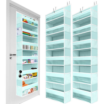 Picture of HOMELUX THEORY 2 PC Heavy Duty Over the Door Organizer 55x14x6.7, 6 Large Front & 12 Side Pockets, Hanging Storage Closet Door Organizer for Bedroom, Bathroom and Baby Nursery Storage (Baby Blue)