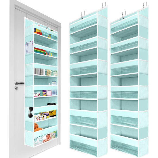 Picture of HOMELUX THEORY 2 PC Heavy Duty Over the Door Organizer 55x14x6.7, 6 Large Front & 12 Side Pockets, Hanging Storage Closet Door Organizer for Bedroom, Bathroom and Baby Nursery Storage (Baby Blue)