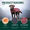Picture of Kuoser Warm Dog Coat, Reversible Dog Jacket Waterproof Dog Winter Coat British Style Plaid Dog Clothes Pet Dog Cold Weather Coats Cozy Snow Jacket Vest for Small Medium Large Dogs Red L