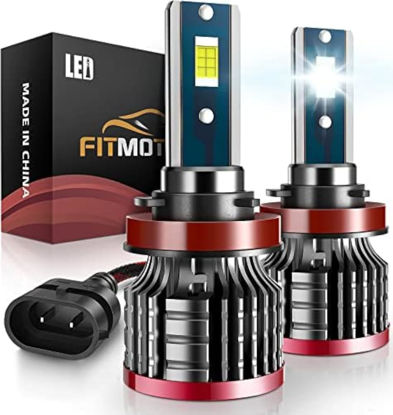 Picture of FITMOTORS H11/H8/H9 LED Bulbs,80W 16000 Lumens Bright,6500K Cool White LED Fog Light Halogen Replacement IP68 Waterproof, Pack of 2