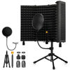 Picture of Dmsky Recording Microphone Isolation Shield with Pop Filter & Tripod Stand,Foldable Mic Shield with Triple Sound Insulation, High Density Mic Sound Shield for Studio, Podcasts, Singing,Broadcasting
