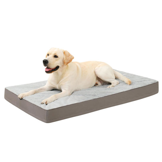 Picture of KSIIA Orthopedic Crate Bed - Plush Washable Dog Bed with Egg Crate Foam and Removable Cover, 35 x 22 Inch, Gray