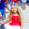 Picture of YanJie 4th of July Headband for Baby Girls and Toddlers - Red, White, and Blue Nylon Bows Accessories