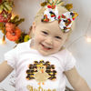 Picture of YanJie Thanksgiving Baby Headbands Turkey Printed Hair Bows for Girls Baby Hairbands Toddler Accessories Gift for Girls Infants Child Turmeric Bows