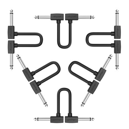 Picture of Augioth 6 Inch 6 Pack 15 cm Guitar Patch Cable 0.5 Ft 1/4 Right Angled TS Effect Pedal Cord