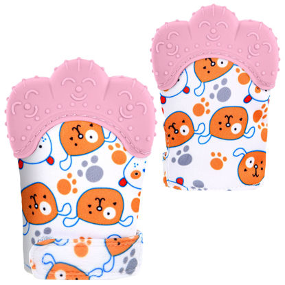 Picture of 2Pack Silicone Teething Mitt, Soothing Infant Teething Mitten Pain Relief, Prevent Scratches Glove, Safe Silicone Teething Toys for 0-12 Months