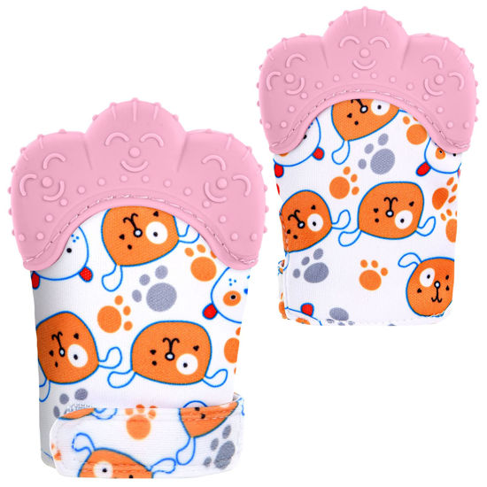Picture of 2Pack Silicone Teething Mitt, Soothing Infant Teething Mitten Pain Relief, Prevent Scratches Glove, Safe Silicone Teething Toys for 0-12 Months