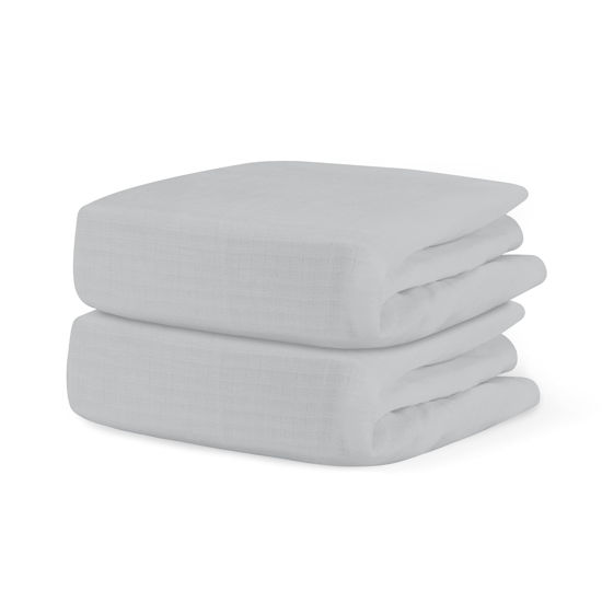Picture of Newton Baby Organic Fitted Crib Sheets (2-Pack) - 100% Breathable and Ultra-Soft, 100% Organic Muslin Cotton, Twilight Grey, Fits All Standard Cribs