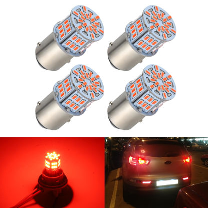 Picture of iFunyLED 4PCS 1157 LED Bulb Brake Tail Light 12V-24V Super Bright 2357 2057 7528 BAY15D LED Replacement Light Kit Set for Car Tail Brake Turn Signal Lights - Brilliant Red