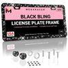 Picture of Mega Racer Black Bling License Plate Frame 1 Pack - 650 Pieces Premium Crystal Diamond Rhinestones, 2 Holes Stainless Steel Weatherproof