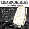 Picture of for Toyota Camry Key Fob Cover and Leather Keychain - Full Cover Key Case for Toyota Corolla, RAV4, Avalon, Prius, C-HR - 2019-2024 TPU Keyfob Cover Compatible with HYQ14FBE - White and Gold