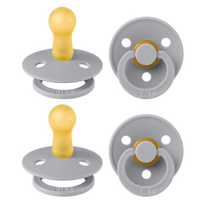 Picture of BIBS Colour Pacifier 4-Pack, BPA Free Dummy Pacifier, Round Nipple. Natural Rubber Latex, Made in Denmark, Size 2 (6-18 Months), Cloud