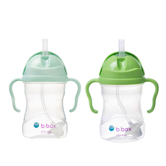 Picture of b.box Sippy Cup with Weighted Straw (2-pack). Drink from any Angle, Leak Proof, Spill Proof, Easy Grip. BPA Free, Dishwasher Safe. For Babies 6m+ to Toddlers (pistachio + apple, 8oz)