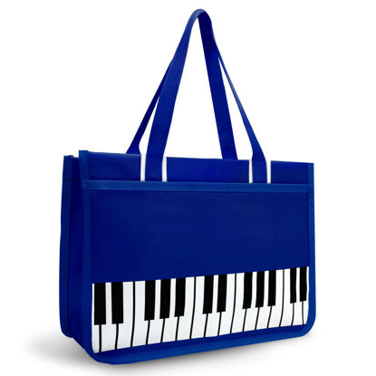 Picture of BestSounds Piano Bag, Zipper Waterproof Oxford Cloth Music Piano Accessories Book Bag Tote for Students Kids, Girls, Women, Gifts for Music Lovers Musicians (Dark Blue)