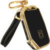 Picture of for Kia Key Fob Cover and Leather Keychain - Full Cover Key Case for Kia Sportage, Soul, Forte, Telluride, EV6, NIRO, K5, Stinger - 2018-2023 TPU Keyfob Cover - Black and Gold