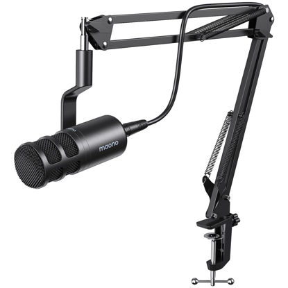 Picture of MAONO XLR Podcast Dynamic Microphone, Cardioid Studio Mic with Boom Arm for Vocal Recording,Streaming,Gaming, Voice Isolation Technology, Metal Mic, Works for Audio Interface, Mixer-PD100S