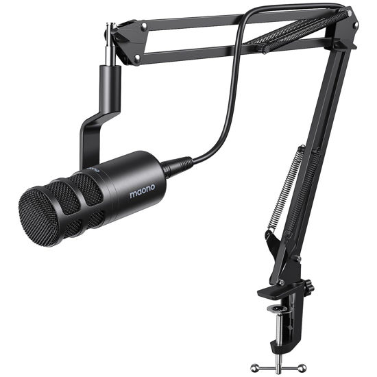 Picture of MAONO XLR Podcast Dynamic Microphone, Cardioid Studio Mic with Boom Arm for Vocal Recording,Streaming,Gaming, Voice Isolation Technology, Metal Mic, Works for Audio Interface, Mixer-PD100S