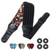 Picture of LEKATO Guitar Bass Strap for Electric Guitar Bass, 3" Wide Padded Guitar Strap Neoprene Pad with 3D Sponge Filling Adjustable Length from 45" to 55" with Strap Locks, Picks, Love Stars