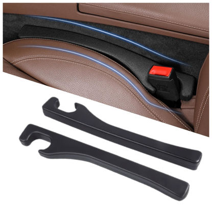 Picture of Hiseanllo Car Seat Gap Filler 2 Pack, Universal Fit PU Leather Car Seat Gap Plug to Fill The Gap Between Seat and Console, Car Seat Crevice Blocker Stop Things from Dropping