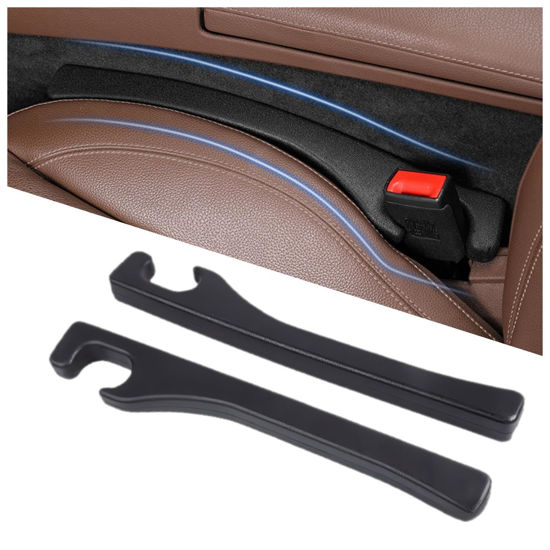 Picture of Hiseanllo Car Seat Gap Filler 2 Pack, Universal Fit PU Leather Car Seat Gap Plug to Fill The Gap Between Seat and Console, Car Seat Crevice Blocker Stop Things from Dropping