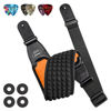 Picture of LEKATO Guitar Straps for Electric Guitar Bass, 3.5" Wide Padded Guitar Strap Neoprene Pad with 3D Sponge Filling Bass Guitar Straps Adjustable Length from 45" to 55" with Strap Locks, Picks, Orange