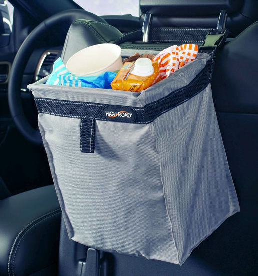 Picture of High Road TrashStash Hanging Car Garbage Bag with Push-Close Lid and Waterproof Bin for Cars, SUVs and Trucks - Holds 3 Gallons of Car Trash