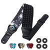 Picture of LEKATO Guitar Bass Strap for Electric Guitar Bass, 3" Wide Padded Guitar Strap Neoprene Pad with 3D Sponge Filling Adjustable Length from 45" to 55" with Strap Locks, Picks, Smoke