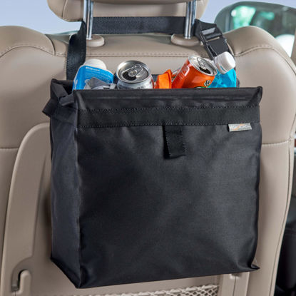Picture of High Road Large TrashStash Hanging Car Trash Can Garbage Bag with Push-Close Lid and Waterproof Bin for Cars, SUVs and Trucks, Holds 4.5 Gallons of Car Trash