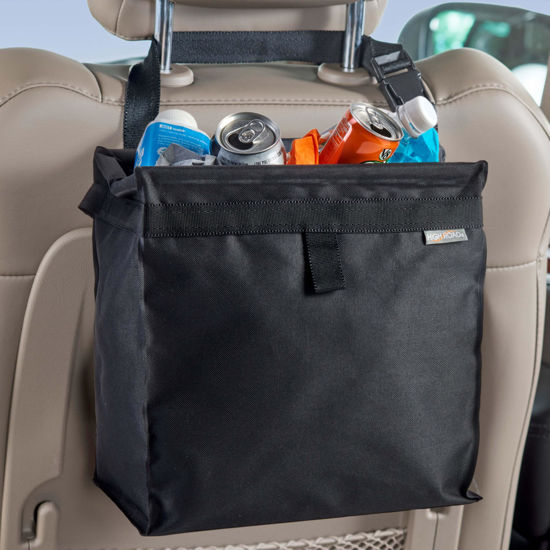 Picture of High Road Large TrashStash Hanging Car Trash Can Garbage Bag with Push-Close Lid and Waterproof Bin for Cars, SUVs and Trucks, Holds 4.5 Gallons of Car Trash