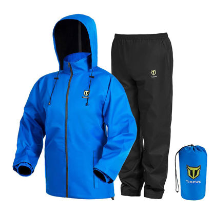 Picture of TIDEWE Rain Suit, Waterproof Breathable Lightweight Rainwear (Blue Size XXL)