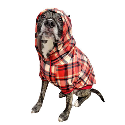 Picture of Spark Paws Dog Hoodie - Premium Quality, Buttery Soft, Superior Comfort and Fit, Calming Fleece Interior, Suitable for All Breeds - Red Plaid, 2XL