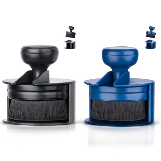 Picture of BABYSHEEP Car Tire Shine Applicator,Vegan Tire Shine Brush with Stand for Auto Detailing Cleaning Service,Black+Blue (2pc)