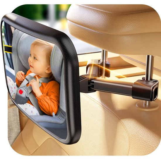 Picture of TAZENI Baby Car Mirror for Baby Hook Clip Design Shake Baby Mirror for Car Seat Mirror Rear Facing Never Shake Easy Install Back Seat Mirror for Baby Crystal Clear View ShatterProof Crash Tested